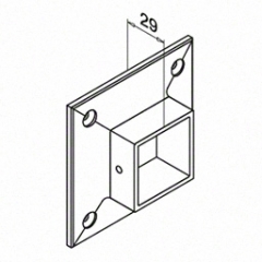 40x40x2.0 mm Wall Railing Flange Grade 304 Satin