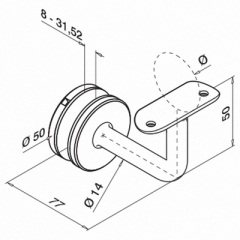 Ø42.4x2.0 mm Handrail Bracket Grade 304 Satin