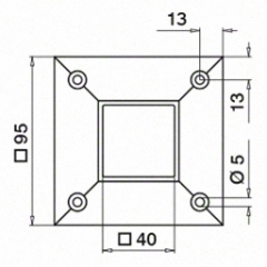 40x40x2.0 mm Wall Railing Flange Grade 304 Satin